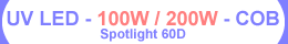 High Power ultraviolet UV LED module/lamp 100W/200W ( 365nm 375nm 385nm 395nm 405nm) - Spotlight 60D - COB type - Chingtek.net