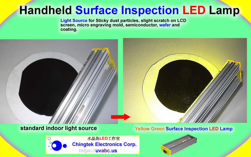 The testing for Sticky dust particles, slight scratch on LCD screen by Handheld Surface Inspection LED Lamp. - Chingtek.net