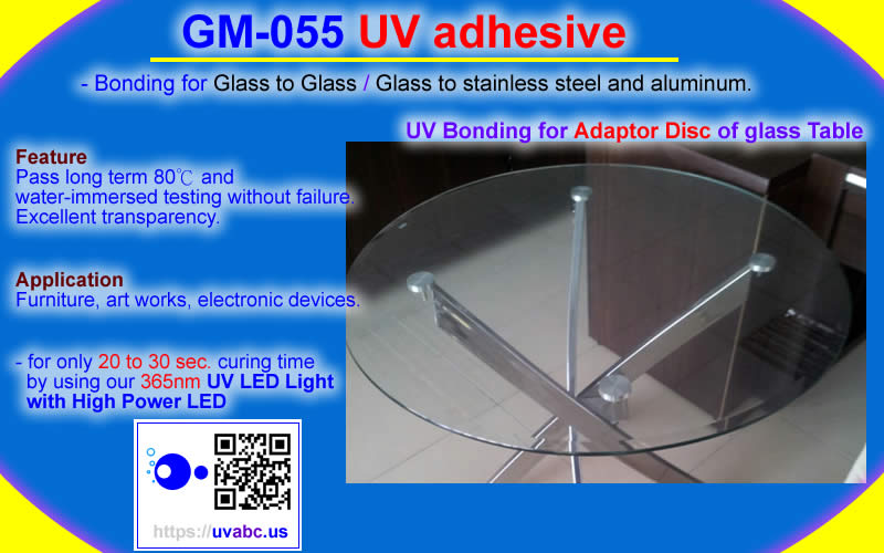 UV adhesive Bonding for Adaptor Disc of glass Table.